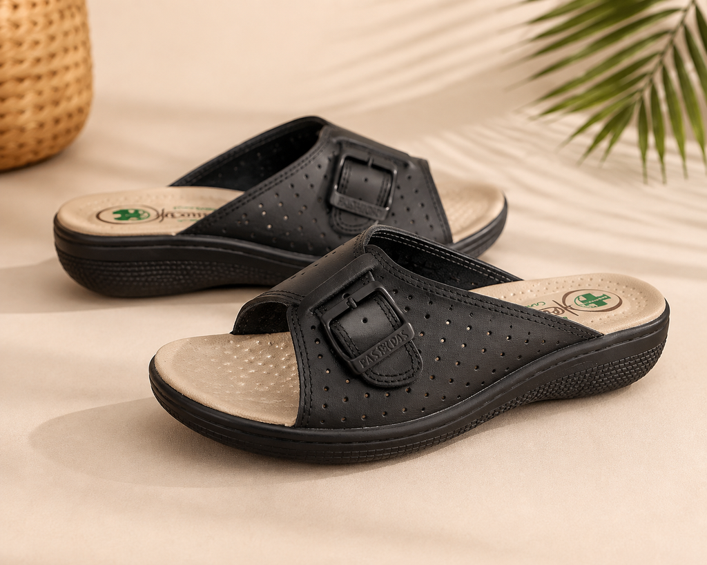 Women’s Black Comfort Buckle Sandals