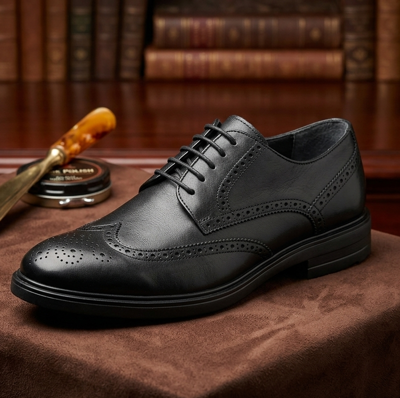 Men’s Classic Black Brogue Dress Shoes