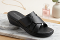 Women's Comfort Crossover Leather Slide Sandals