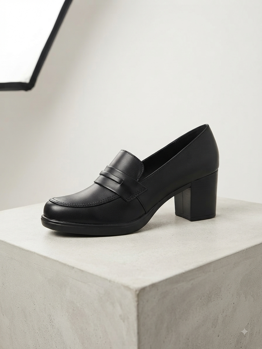 Women's Block Heel Penny Loafers