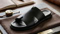 Men's Premium Leather Cut-Out Slide Sandals