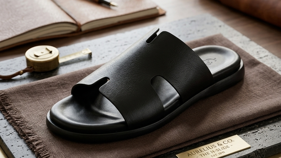 Men's Premium Leather Cut-Out Slide Sandals