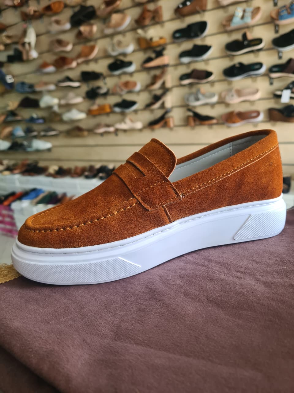 Modern Suede Platform Penny Loafers