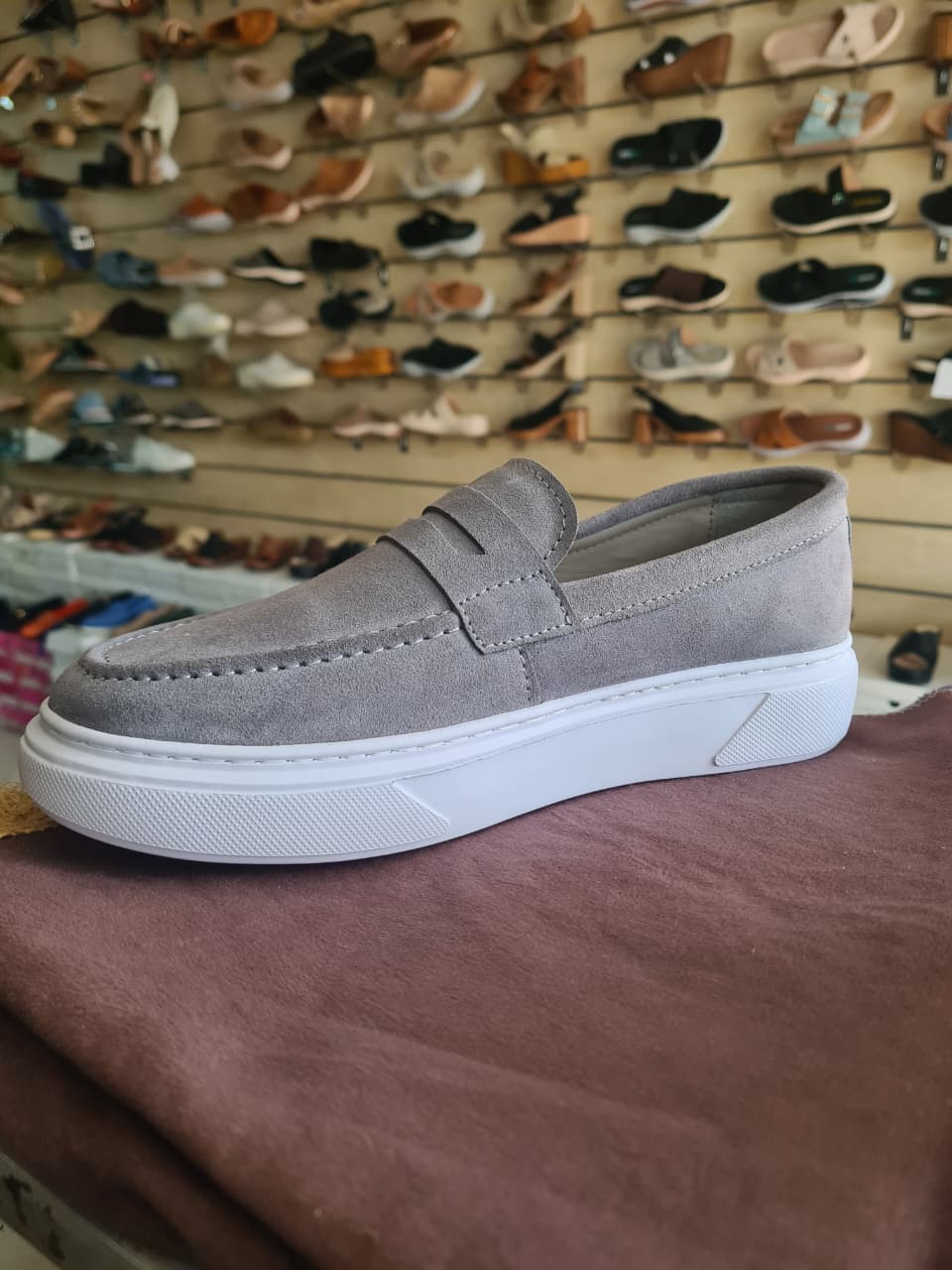 Modern Suede Platform Penny Loafers
