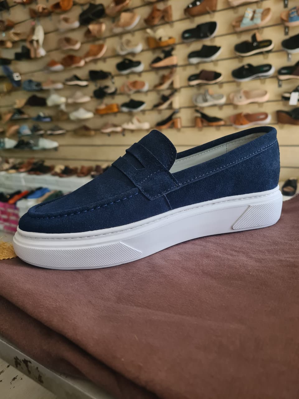 Modern Suede Platform Penny Loafers