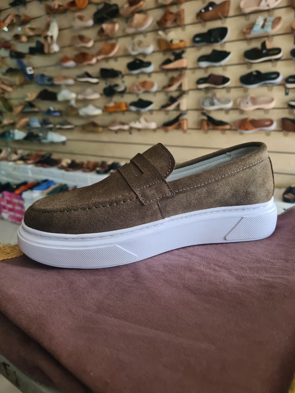 Modern Suede Platform Penny Loafers