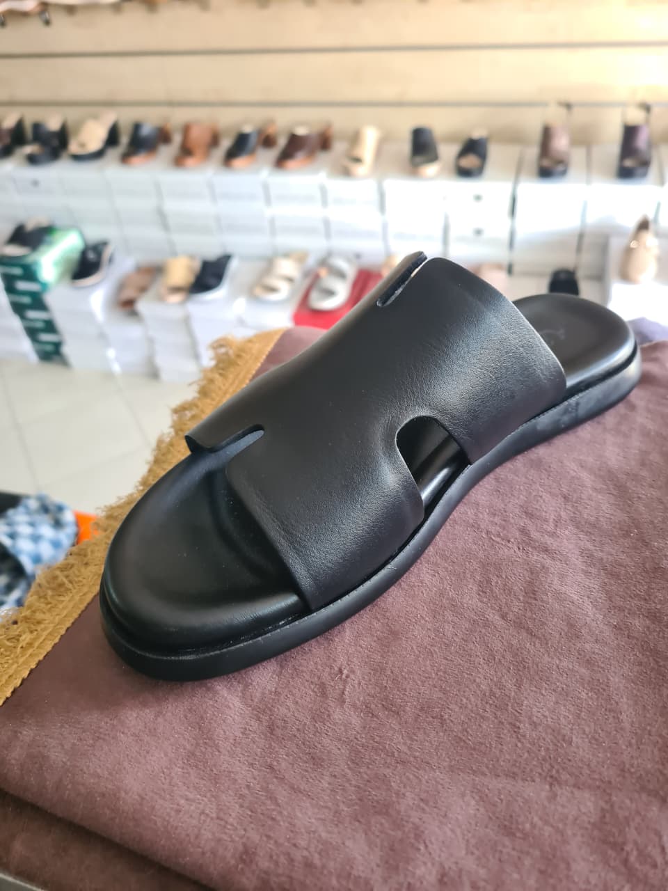 Men's Premium Leather Cut-Out Slide Sandals