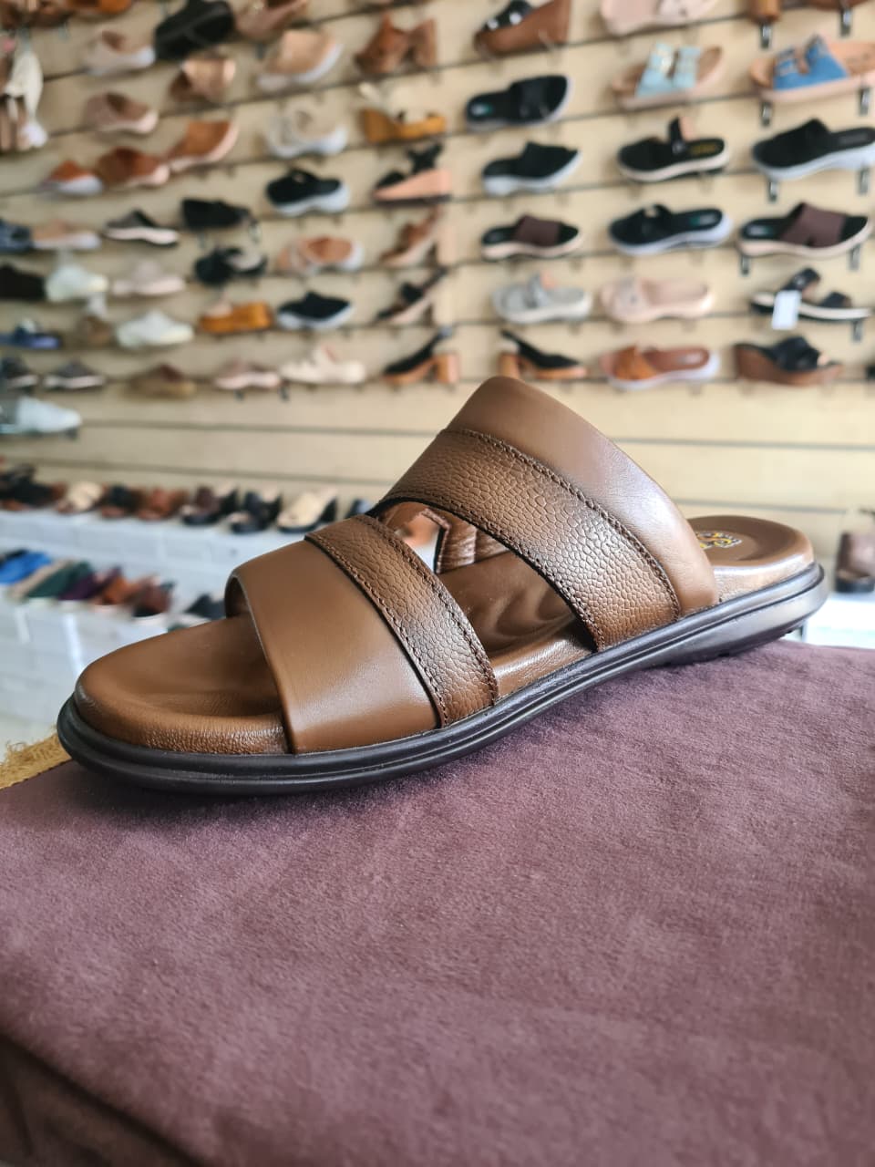 Men's Premium Leather Dual-Strap Comfort Slide Sandals