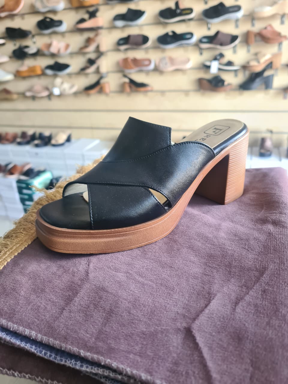 Women's Asymmetric Cross-Strap Platform Block Heel Mules