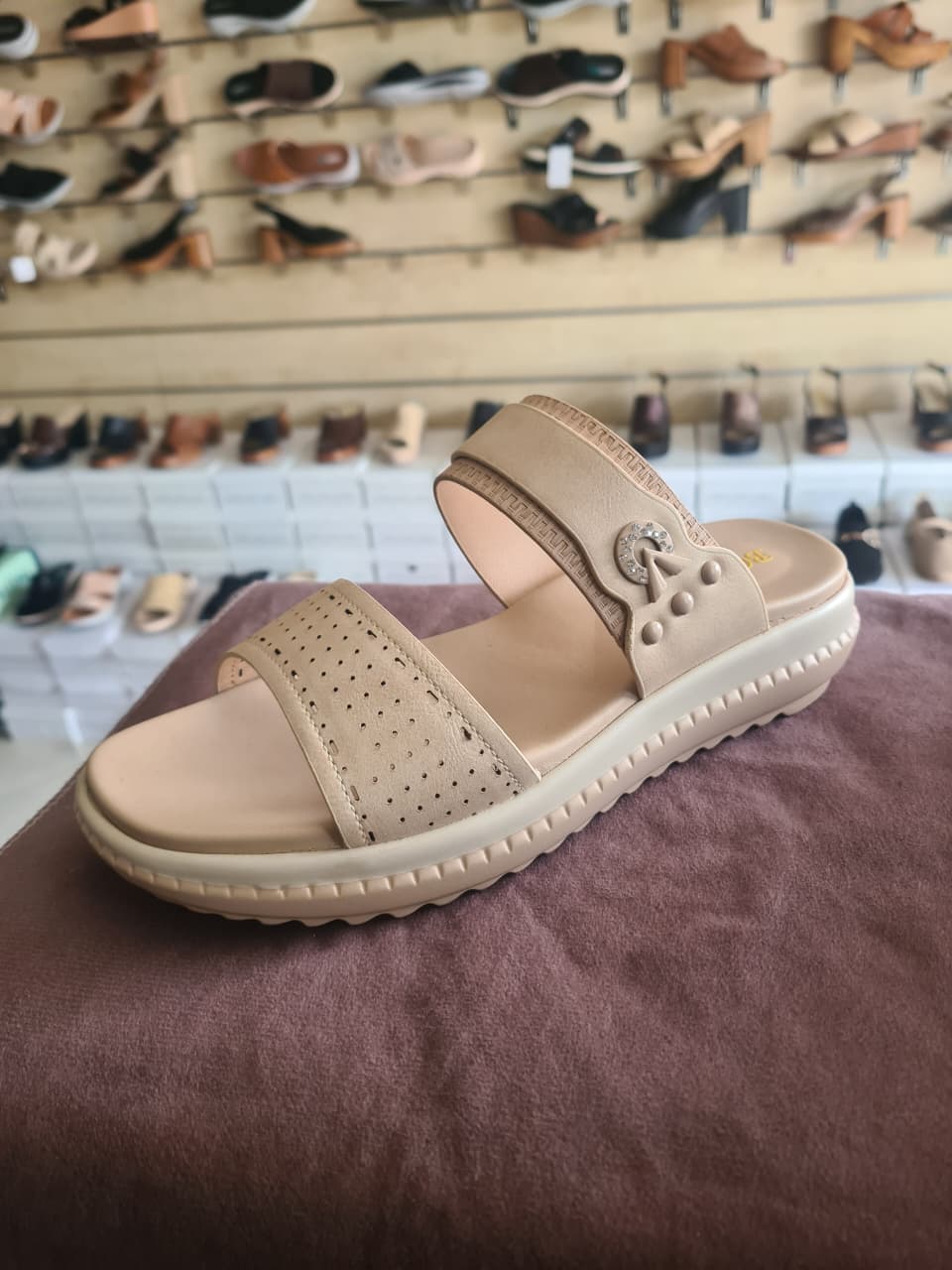 Women’s Beige Double-Strap Comfort Sandals