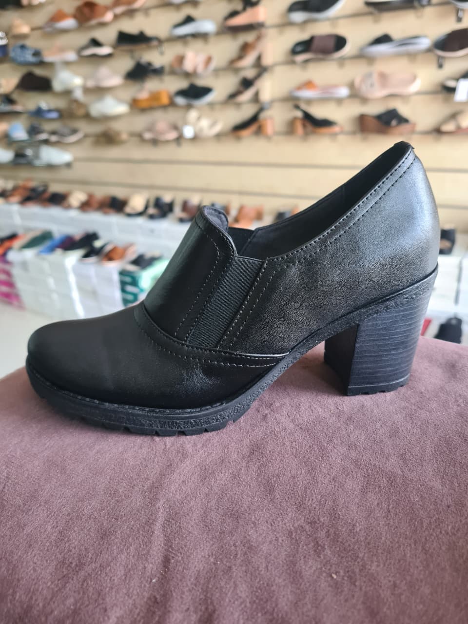 Women's slip-On Elastic Panel Heeled Shoes